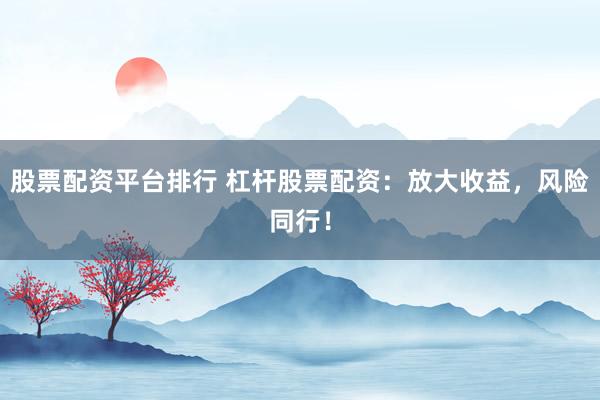 股票配资平台排行 杠杆股票配资：放大收益，风险同行！