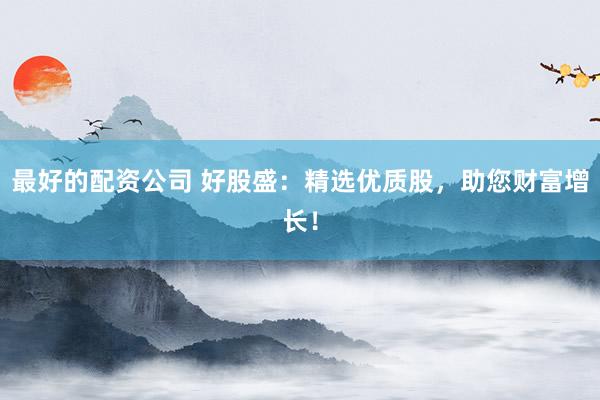 最好的配资公司 好股盛：精选优质股，助您财富增长！