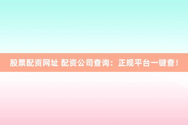 股票配资网址 配资公司查询：正规平台一键查！