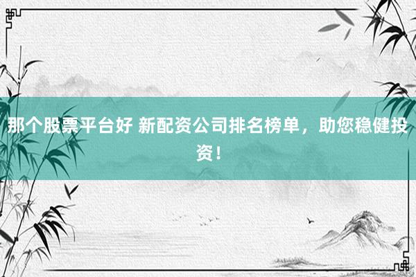 那个股票平台好 新配资公司排名榜单，助您稳健投资！