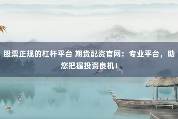 股票正规的杠杆平台 期货配资官网：专业平台，助您把握投资良机！