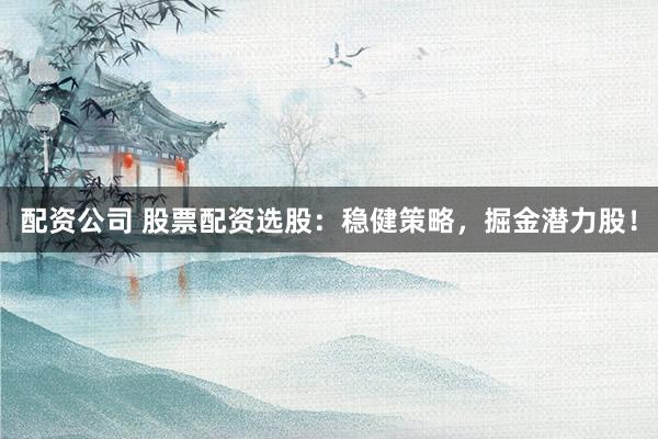 配资公司 股票配资选股：稳健策略，掘金潜力股！