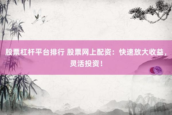 股票杠杆平台排行 股票网上配资：快速放大收益，灵活投资！