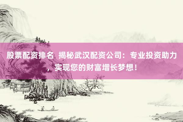 股票配资排名  揭秘武汉配资公司：专业投资助力，实现您的财富增长梦想！