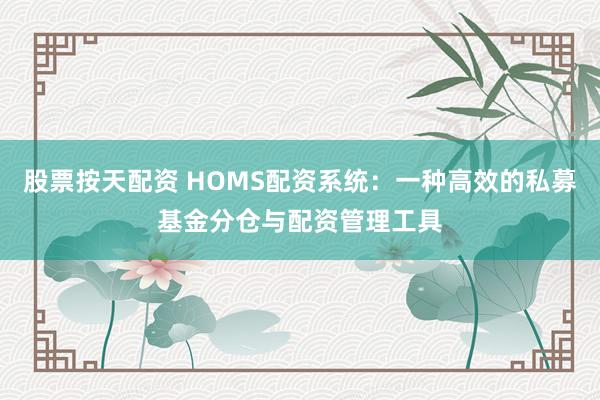 股票按天配资 HOMS配资系统:一种高效的私募基金分仓与配资管理工具