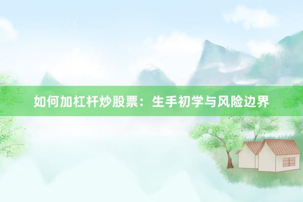 如何加杠杆炒股票：生手初学与风险边界